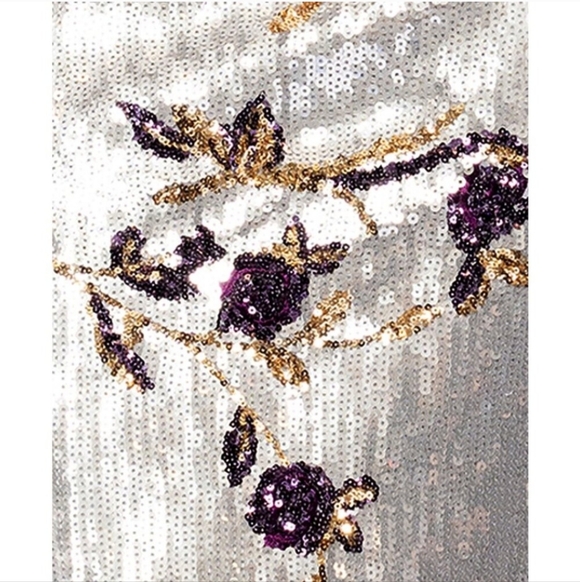 Betsy & Adam Silver Strapless Floral Gown - Picture 6 of 11